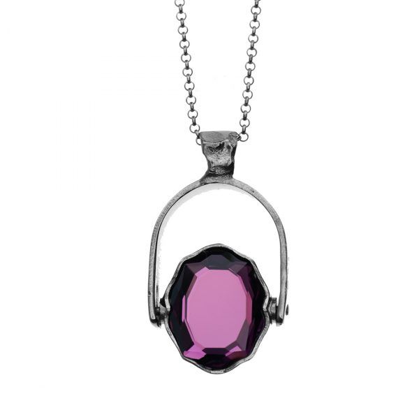 double sided handmade necklace with crystals