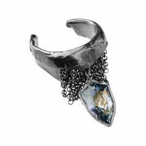 Silver ring with crystal