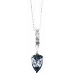 Artistic silver necklace with blue shade crystal