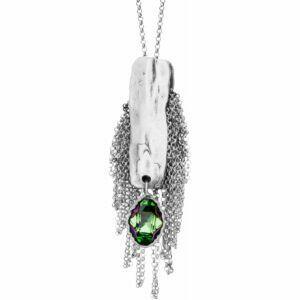 Handmade silver necklace with crystal