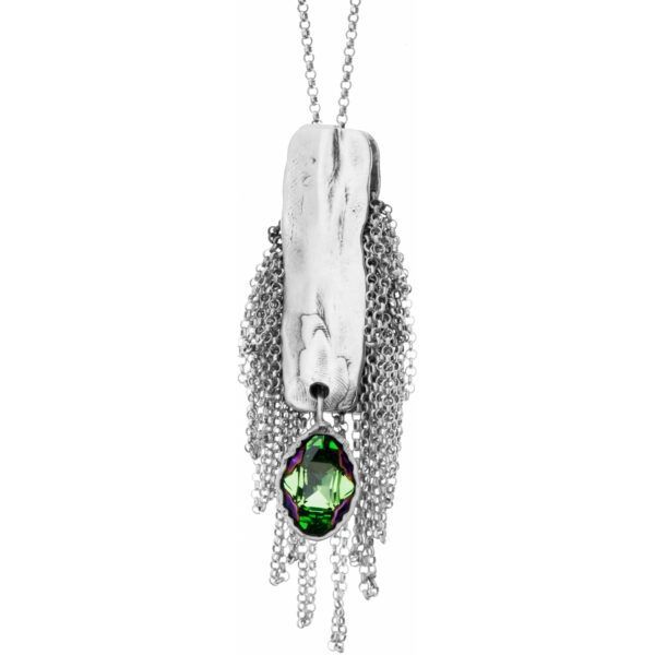 Handmade silver necklace with crystal