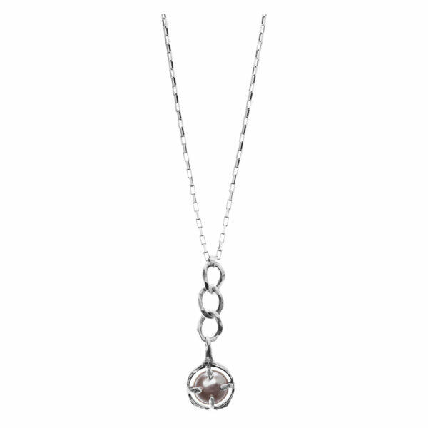 Handmade silver necklace with natural pink pearl