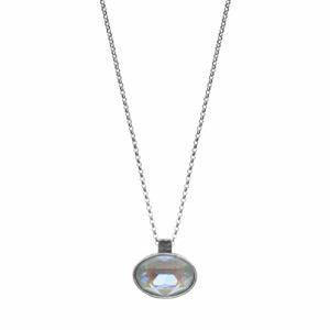 Handmade silver necklace with white crystal