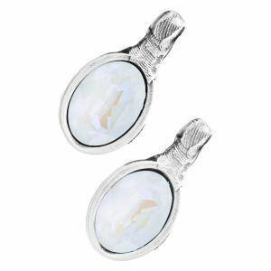 Handmade  silver earring with white crystal