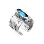 wide band ring with blue crystal