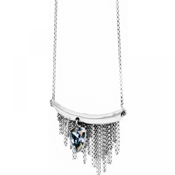 Artisic silver necklace with crystal