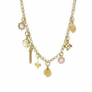 silver handmade necklace with rose quartz
