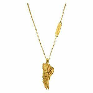 Artistic silver necklace with a wing motif