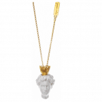 Artistic silver necklace with natural marble stone