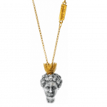 Handmade silver necklace with grey marble stone