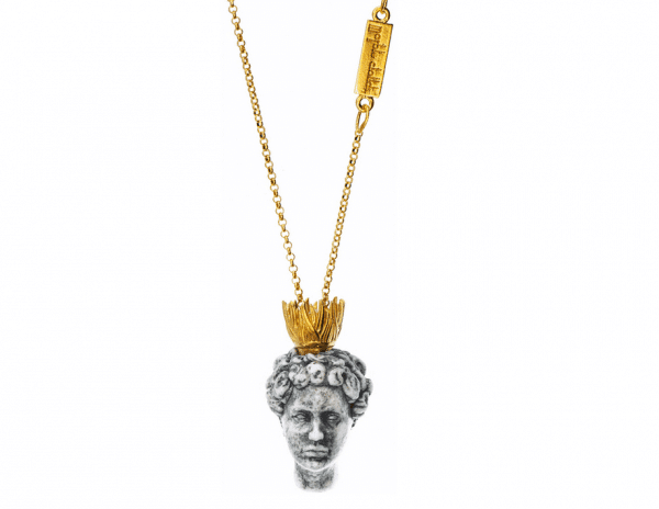 Handmade silver necklace with grey marble stone