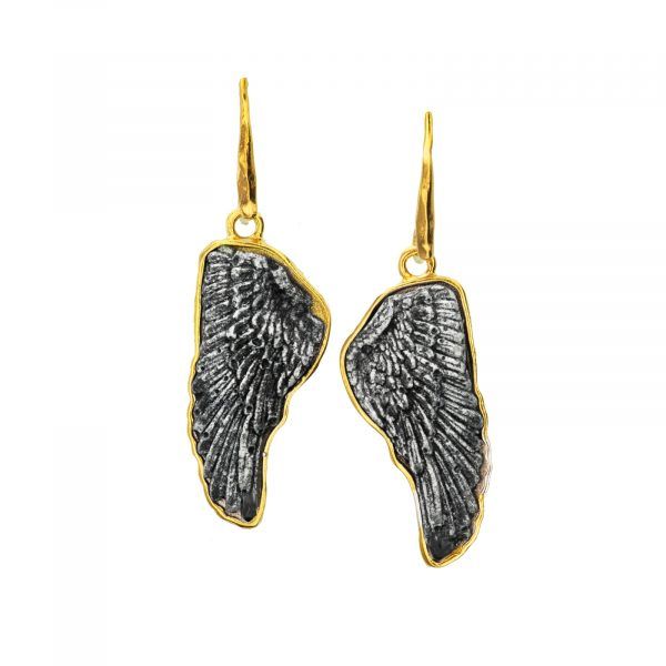 Artistic handmade earrings with marble stone