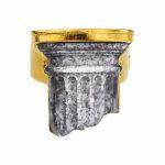 Artistic silver male signet ring with natural marble stone