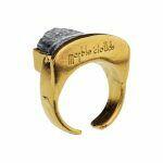 Artistic silver male signet ring with natural marble stone
