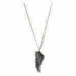 Artistic silver necklace with a wing motif