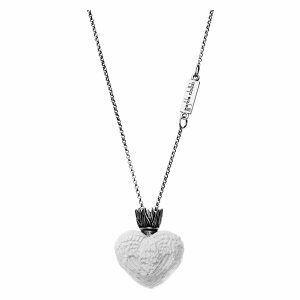Artistic silver necklace with marble stone