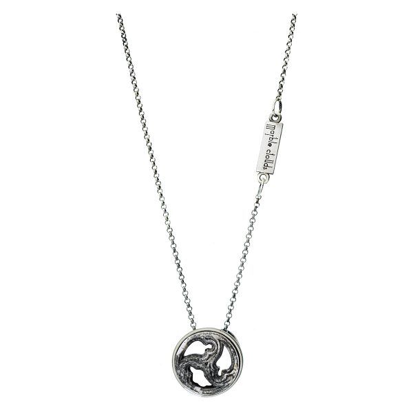 Handmade silver necklace with natural marble stone