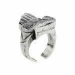 Silver male signet ring with marble stone