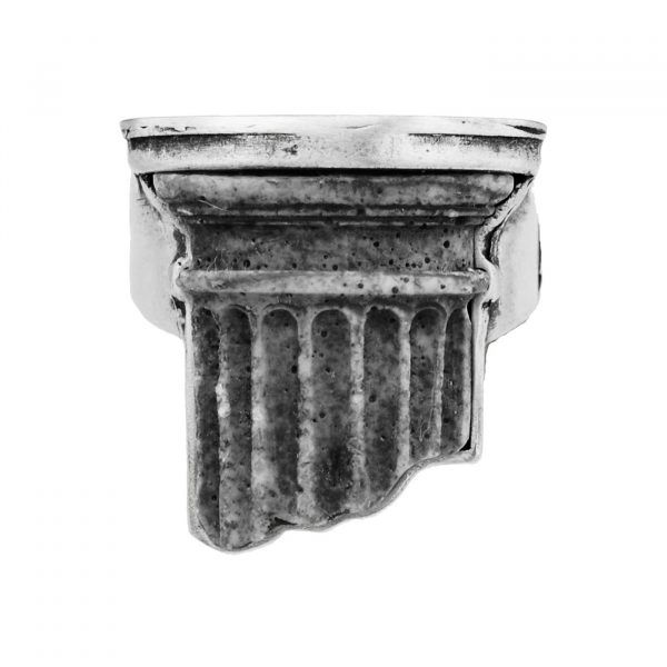 Artistic silver male signet ring with natural marble stone