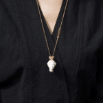 Artistic silver necklace with natural marble stone