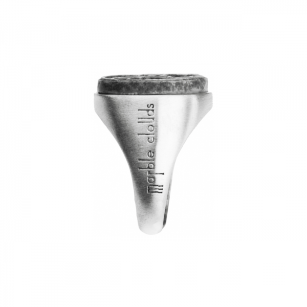 Silver unisex signet ring with marble stone