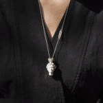 Handmade silver necklace with grey marble stone