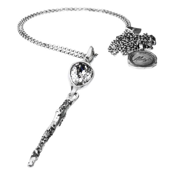 Artistic silver necle with crystals