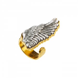 Artistic silver ring with marble stone