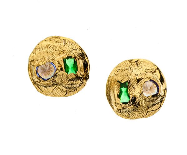 gold plated earrings crystals