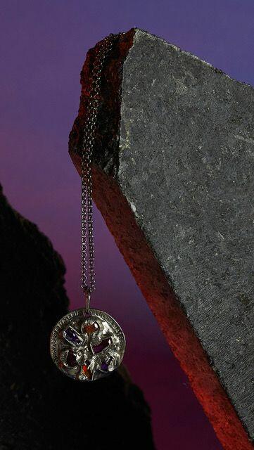 rhodium plated silver necklace magma motyle