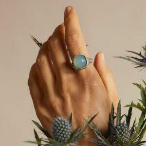 handmade silver ring with natural stone