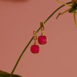 handmade silver earrings with pink stone