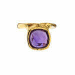 unique silver ring with natural amethyst