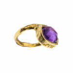 unique silver ring with natural amethyst