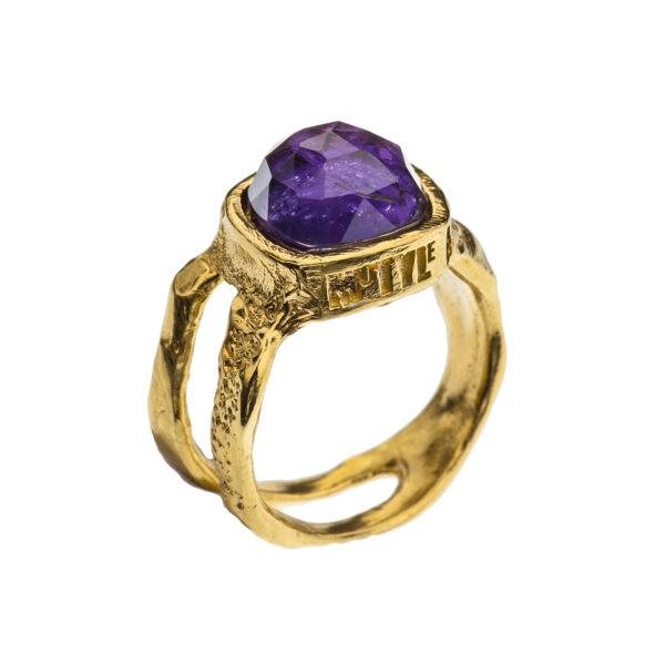 handmade unique silver ring with amethyst