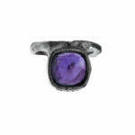 unique silver ring with natural amethyst