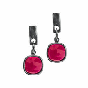 handmade silver earrings with pink stone