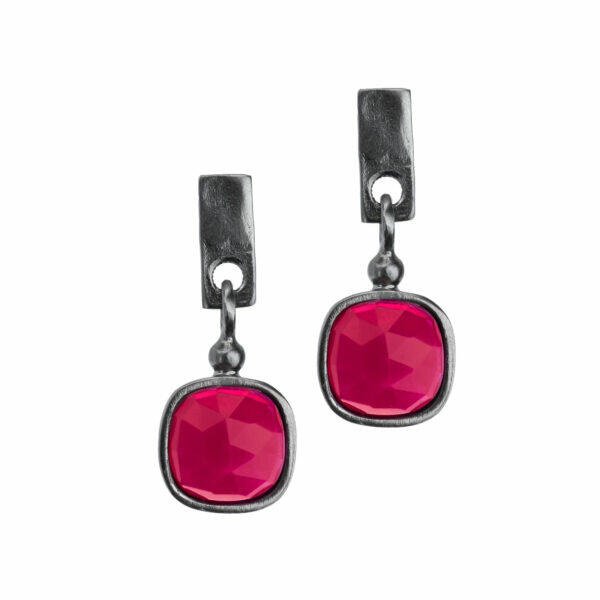 handmade silver earrings with pink stone