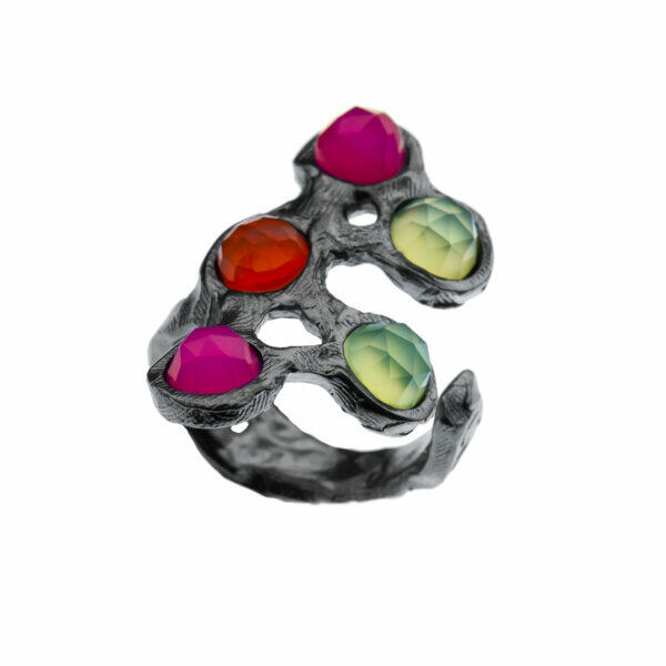 unique handmade silver ring with stones