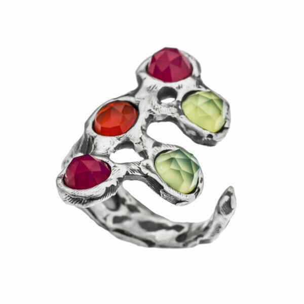 unique handmade silver ring with stones
