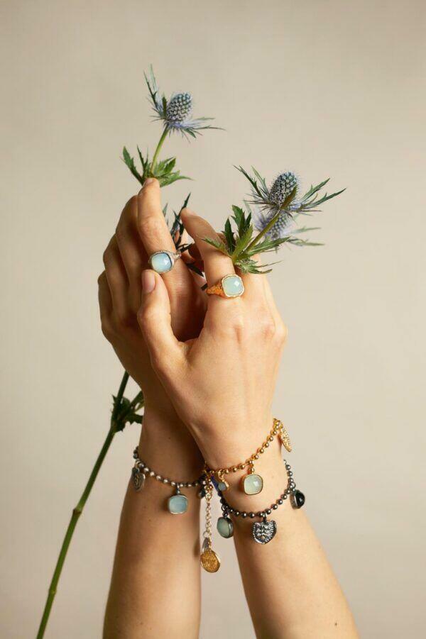 handmade silver bracelet with natural stone