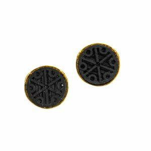 silver earrings with black oak