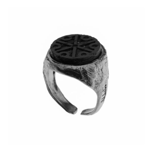 handmade silver ring wth wood