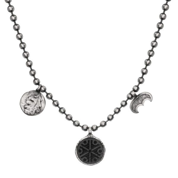 handmade silver necklace with slavic symbols