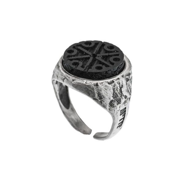 handmade silver ring wth wood