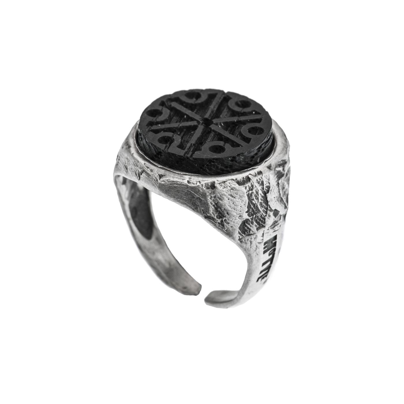 handmade silver ring wth wood