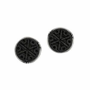 silver earrings with black oak
