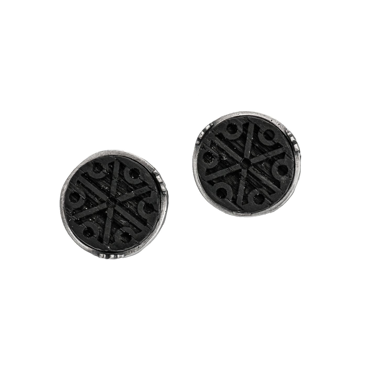 silver earrings with black oak