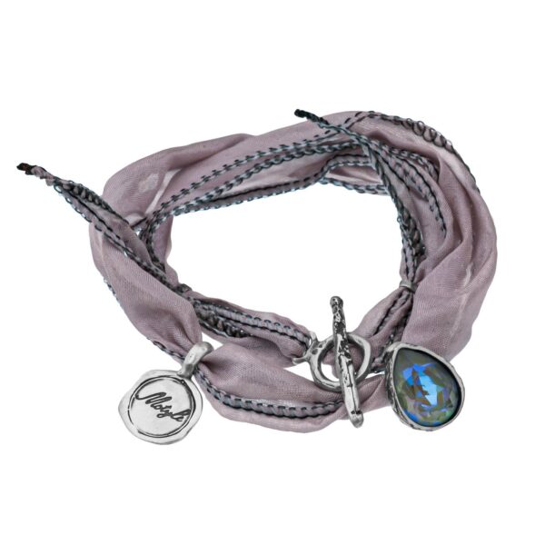 bransoletka jedwabna z kryształem swarovskiego - Motyle