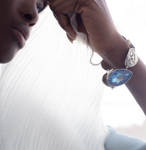 Srebrna bransoletka z kryształem - Motyle